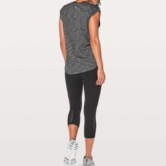 Lululemon Sweat Times Short Sleeve Heathered Black Tee Size XL - Picture 2 of 8